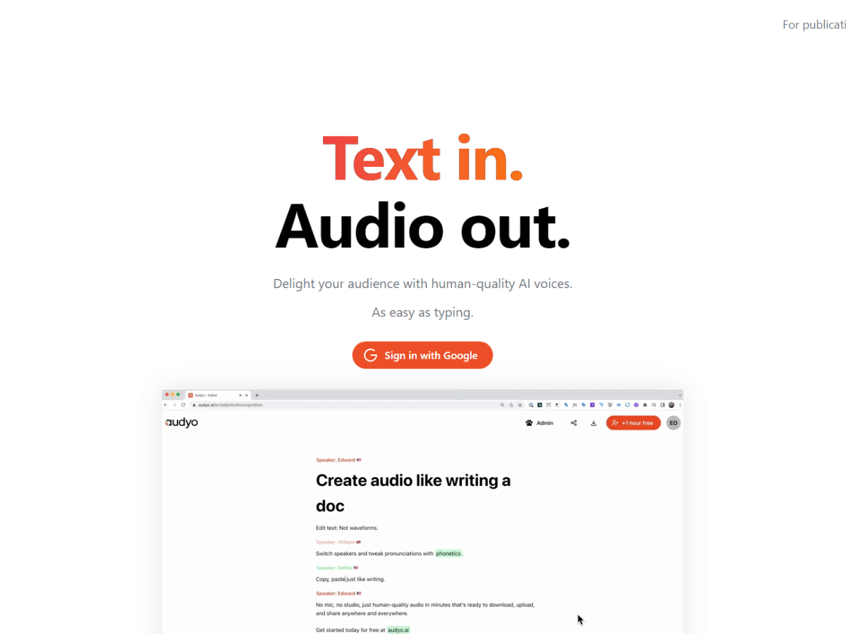 Audyo AI Text-To-Audio Tool