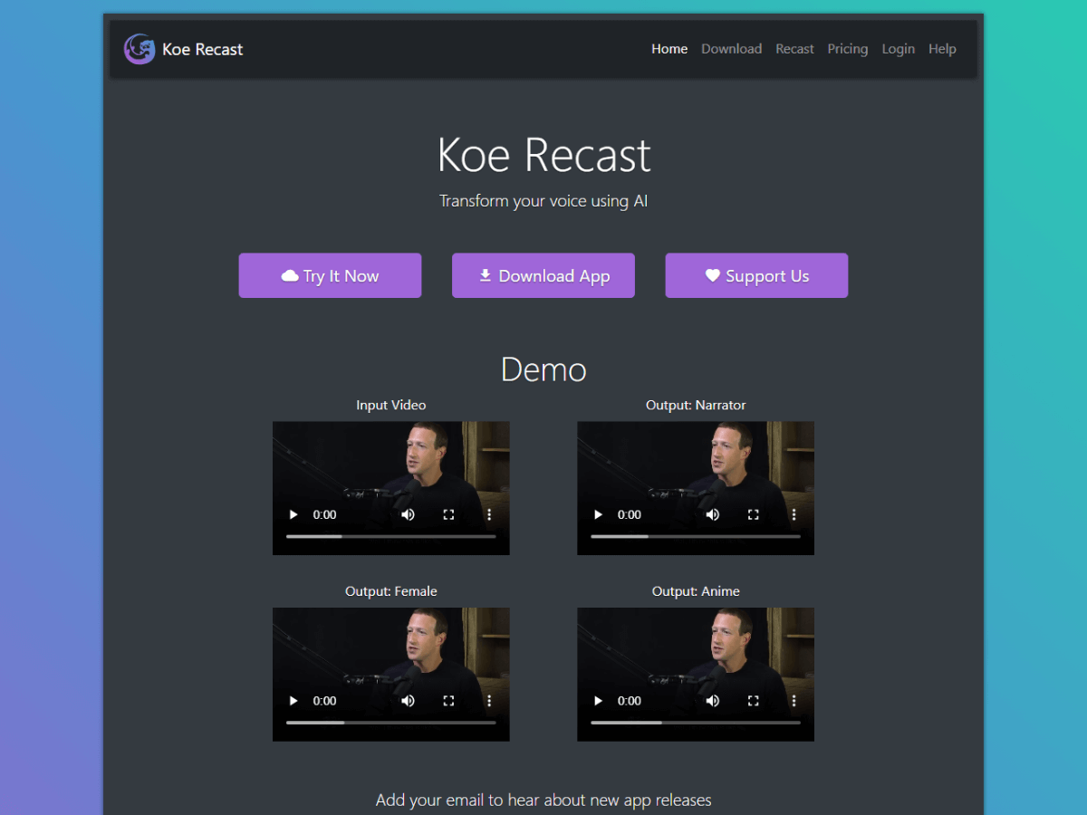 Koe Recast AI Voice Changing App